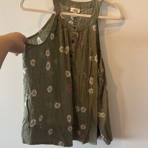 A.n.a XXL Green Floral Loose Tank Top Blouse